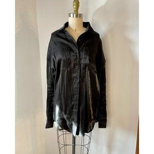 Metallic Black Button Up